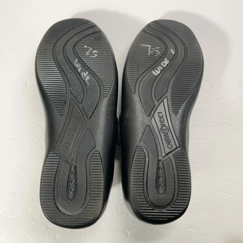 Ortho Feet Womens Quincy Ortho Shoes Black Comfort Slip On Walking 7.5D Wide